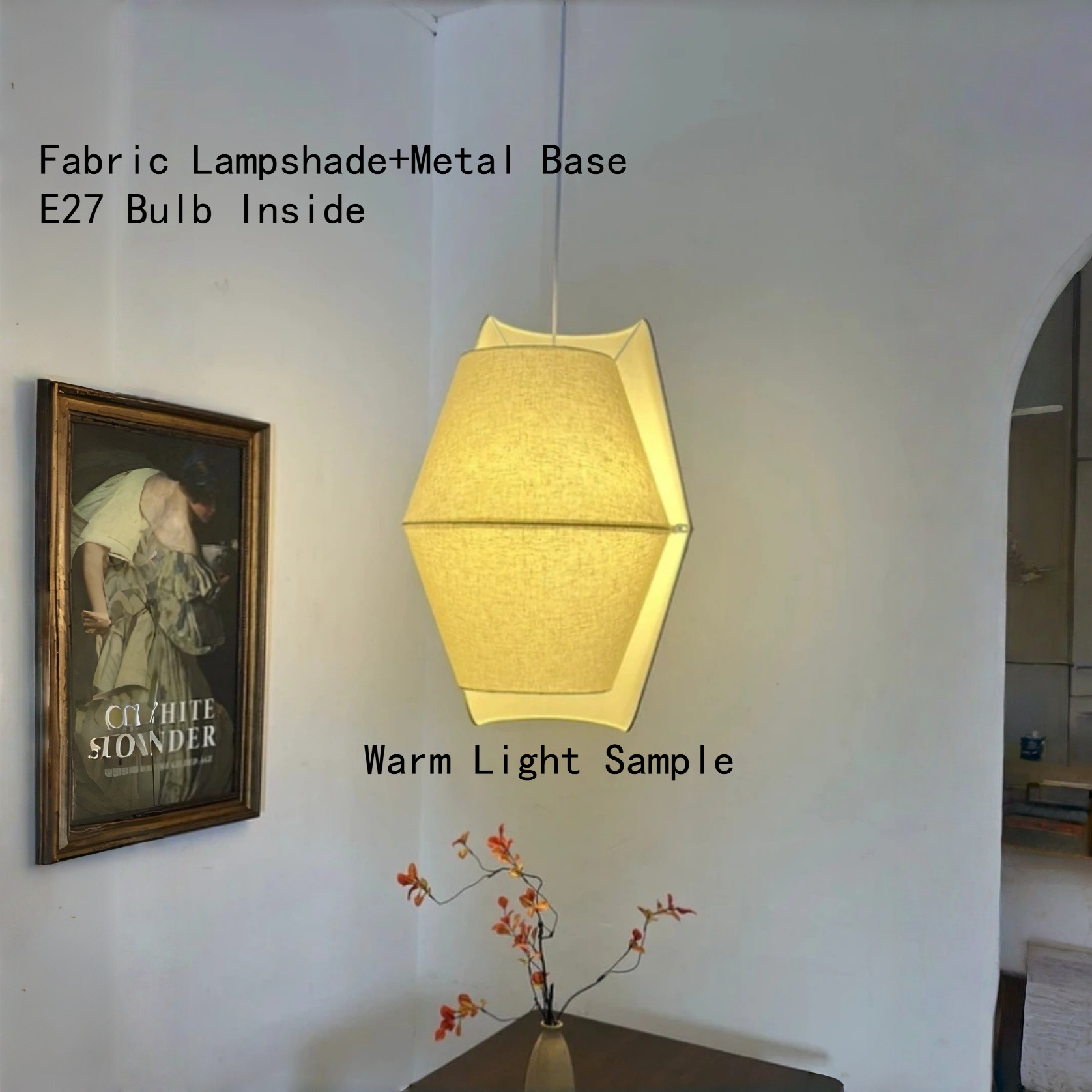Lighting Room Decor Items - Japandi Hanging Lamp E27 Pendant Light