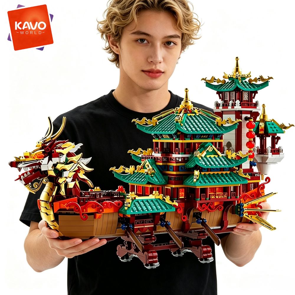 KAVOWORLD 2453pcs Dragon Boat  - огляд і ціна Lantern Paper Solar
