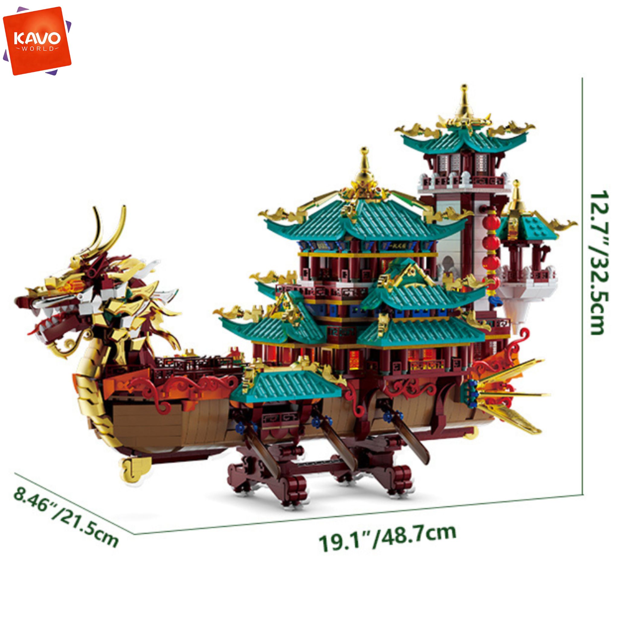 KAVOWORLD 2453pcs Dragon Boat  - огляд і ціна Lantern Paper Solar