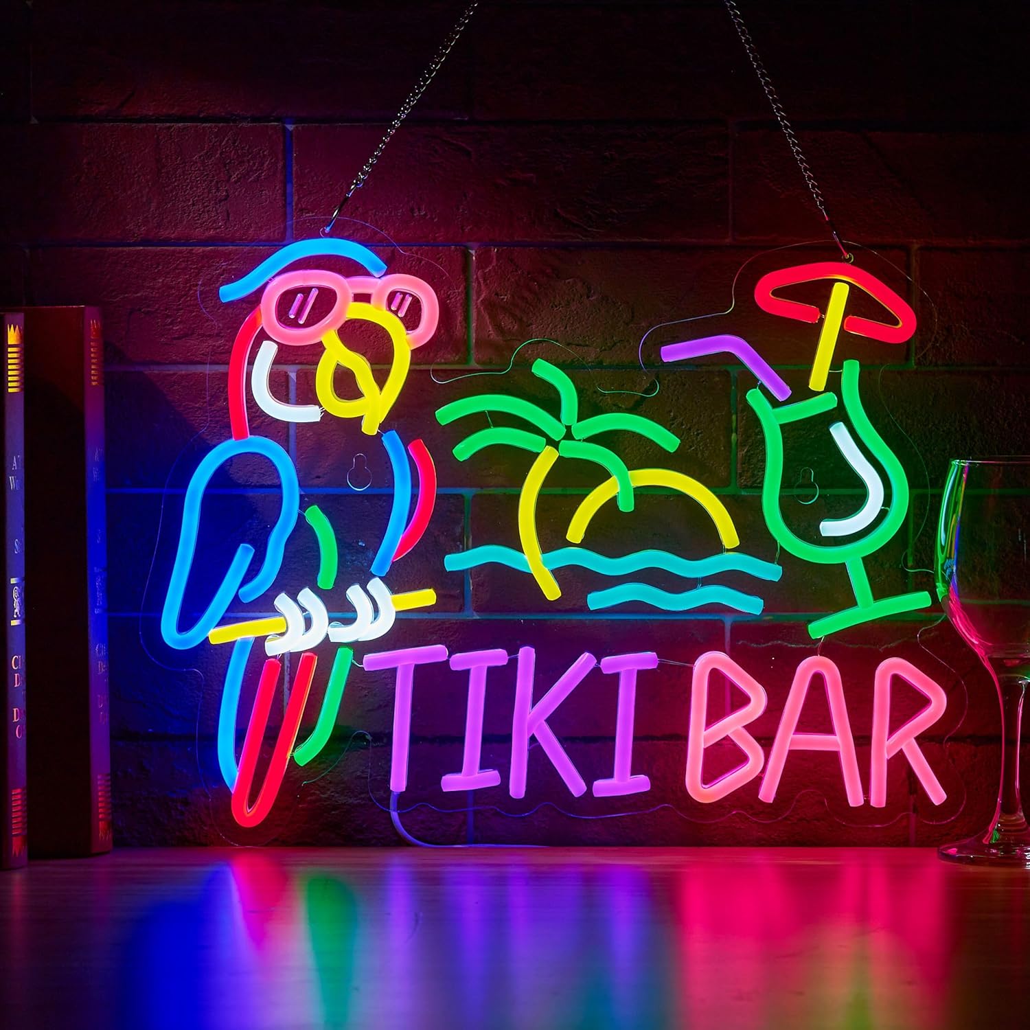 Tiki Bar Parrot Palm Tree Neon - огляд і ціна Restaurant Lighting Decoration