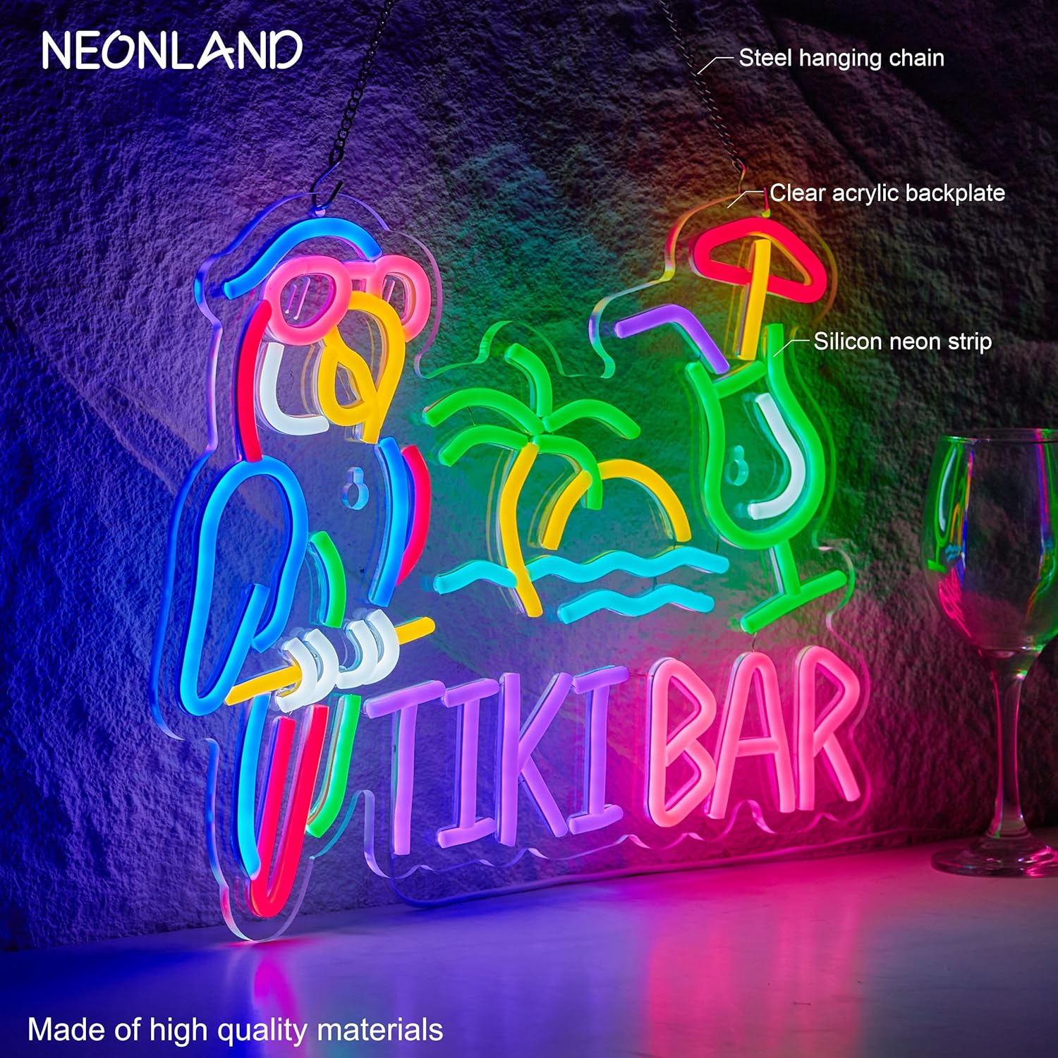 Tiki Bar Parrot Palm Tree Neon - огляд і ціна Restaurant Lighting Decoration