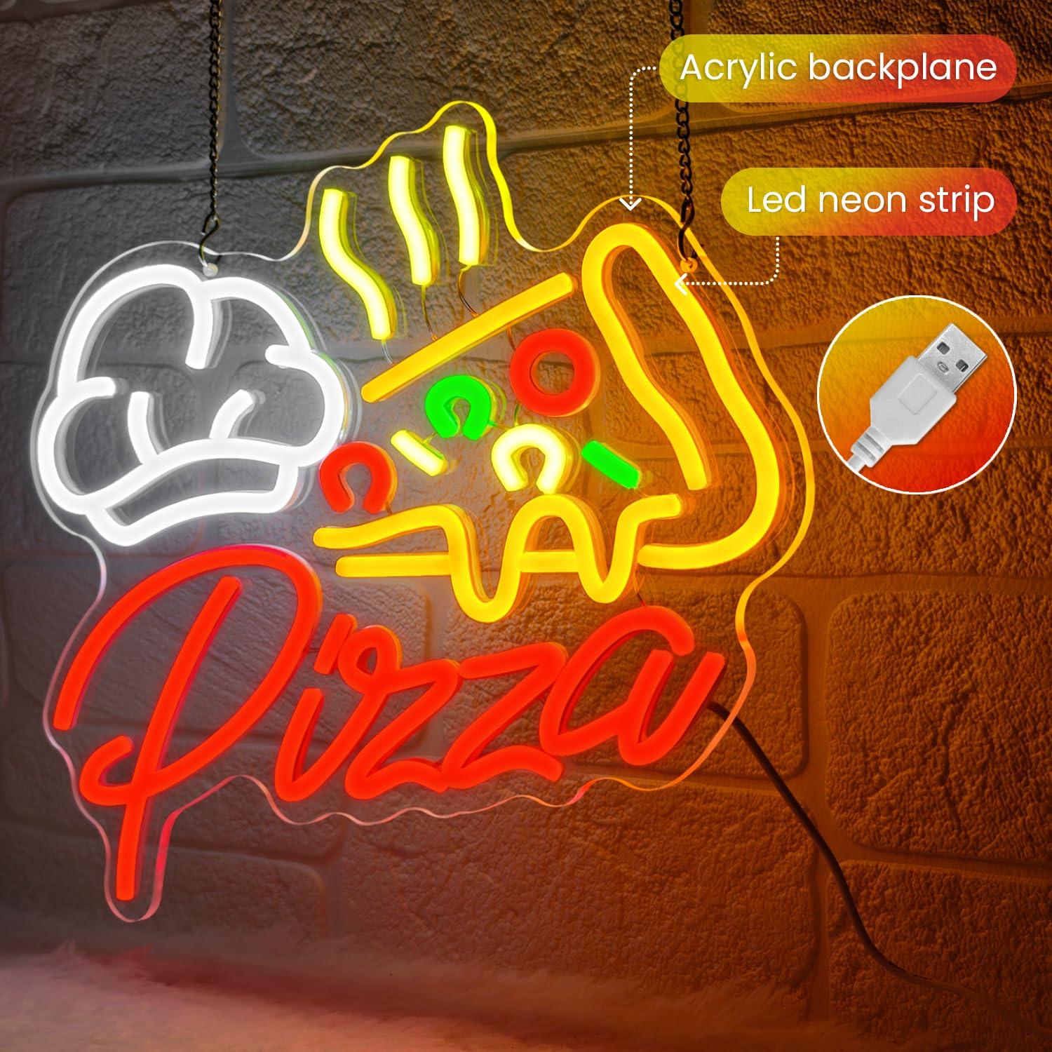 Pizza Neon Sign Colorful Pizza - огляд і ціна Restaurant Lighting Decoration